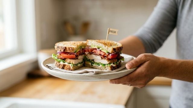 Someone offering a sandwich